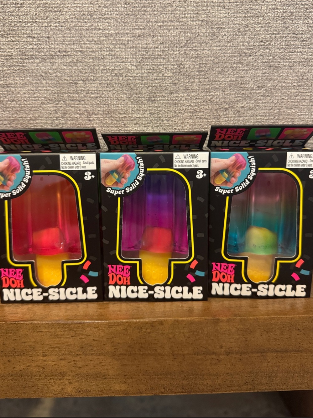 Nee Doh 3 Nice-Sicle Squishy Rare Viral Popsicle Sensory Stress Rainbow Set
